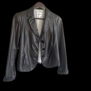 Armani Collezioni Black Leather Blazer